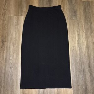 ST. JOHN Basics Maxi Skirt Women's Size 12  Long Black Santana Back Slit Career